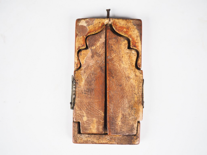 Tryptique de la Vierge du Signe couronnée. Grèce, XVIIIème.  Peinture 