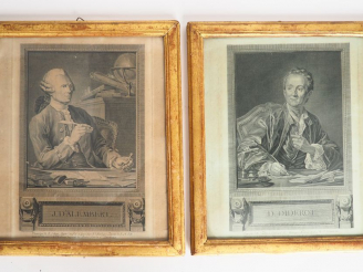 Vente aux enchères Paire de gravures en noir fin XVIIIème.  "Diderot et d'Alembert"  dans