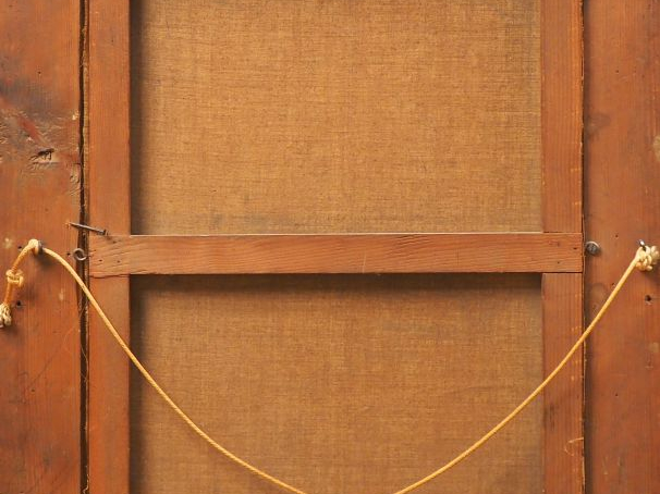 Ecole française XIXème.  "Conversation dans l'allée" Huile sur toile, 