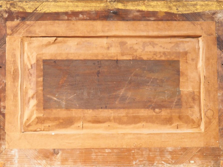 Ecole française ou italienne XIXème.   "paysage lacustre animé" Huile 