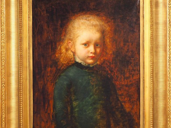 DREXEL. "portrait de fillette blonde" Huile sur toile, signée en bas à