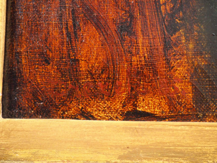 DREXEL. "portrait de fillette blonde" Huile sur toile, signée en bas à