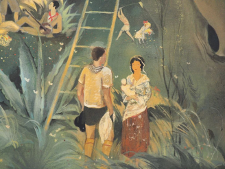 Vente aux enchères A. EKMAN. "la cueillette" Huile sur toile, signée en bas à droite Dim.