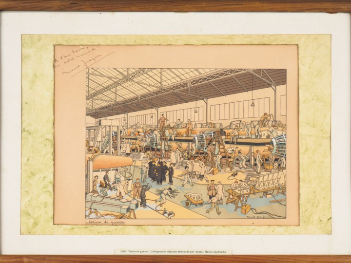 Marcel JEANJEAN. "usine de guerre" Lithographie