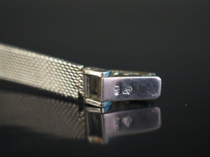 FLAMOR Montre bracelet de dame, boitier et bracelet en or blanc.  Cadr