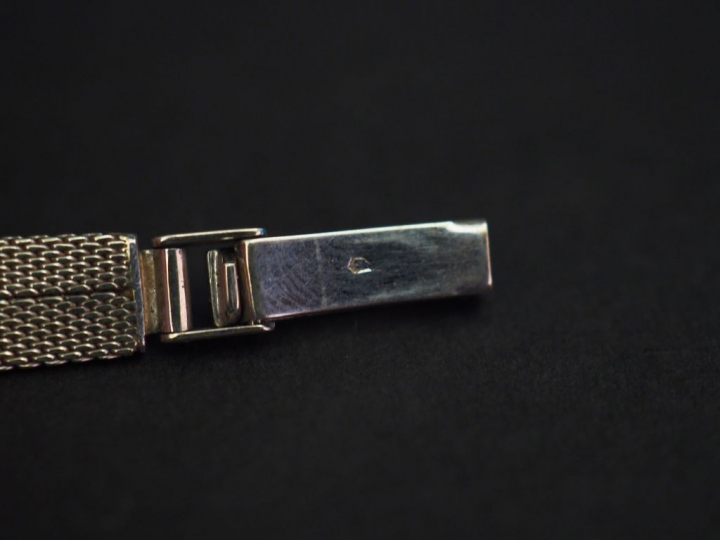 Montre bracelet de de dame, boitier et bracelet en or blanc.  Cadran r