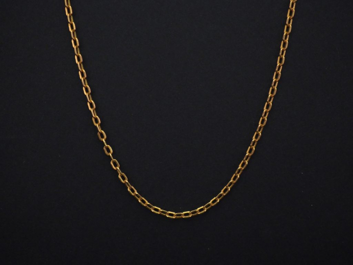Chaine en or jaune, maille forçat. Long. 52,5 cm  Poids. 4,31 g   