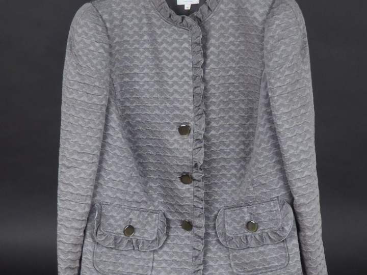 ARMANI Collezioni Veste courte en ramie, coton et soie, de couleur gri