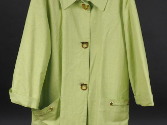 Vente aux enchères NINA RICCI Veste vert clair à col en lin, coton et pu. Fermeture par t