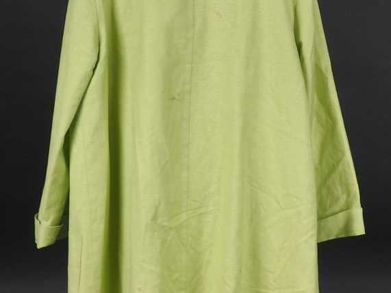 NINA RICCI Veste vert clair à col en lin, coton et pu. Fermeture par t