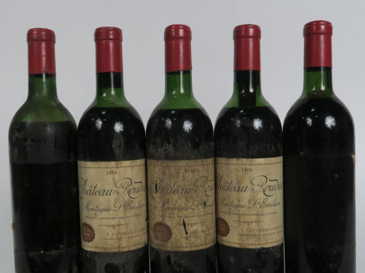 5 BOUTEILLES CHÂTEAU ROUDIER MONTAGNE ST EMILION - 1966 - 1 LB/1 HEP/2