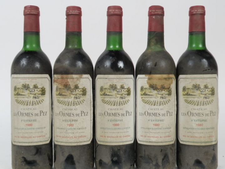 5 BOUTEILLES CHÂTEAU LES ORMES DE PEZ ST ESTEPHE - 1980 - 2 ELT/4 LB/1
