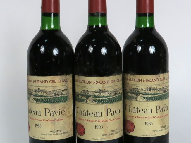 3 BOUTEILLES CHÂTEAU PAVIE 1er GCC ST EMILION - 1983 - BG/ELS