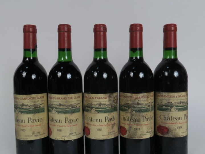 5 BOUTEILLES CHÂTEAU PAVIE 1er GCC ST EMILION - 1983 - BG/ES