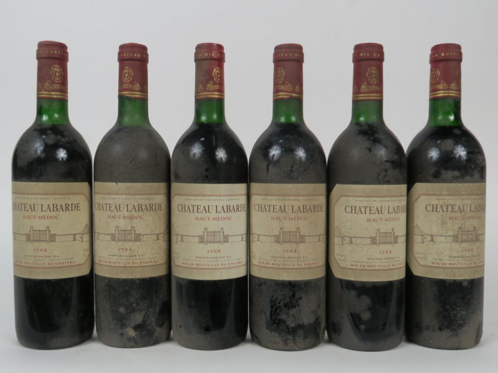 6 BOUTEILLES CHÂTEAU LABARDE HAUT MEDOC - 1988 - 3 BG/3 LB/ES