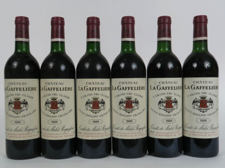 6 BOUTEILLES CHÂTEAU LA GAFFELIERE 1er GCC ST EMILION - 1989 - 3 LB/3 