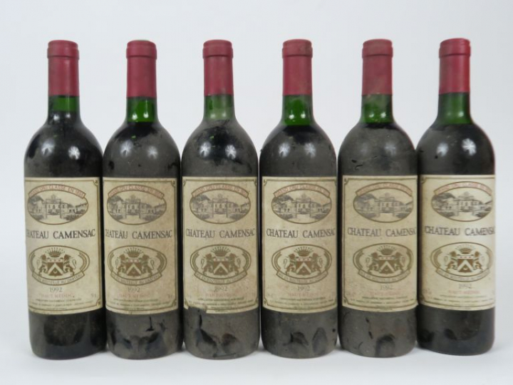 6 BOUTEILLES CHÂTEAU CAMENSAC GCC HAUT MEDOC - 1992 - 2 BG/3 LB/1HEP/E
