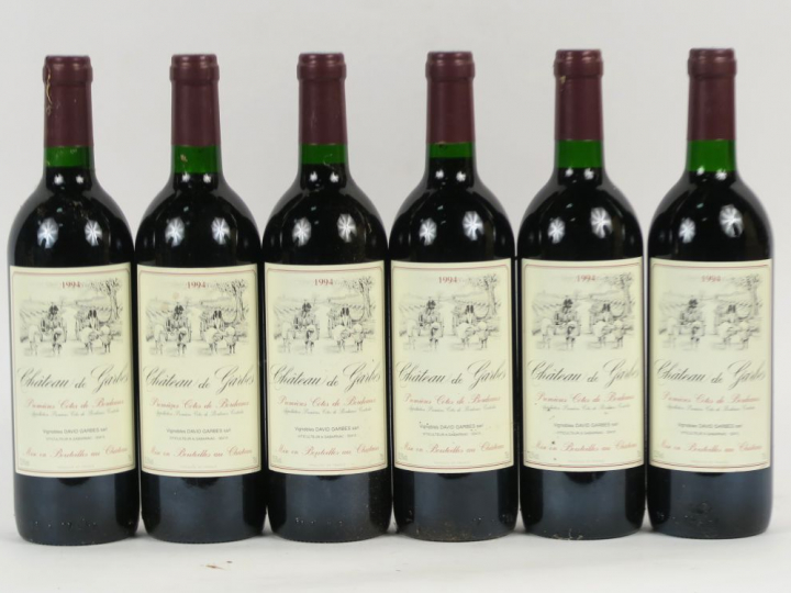 6 BOUTEILLES CHÂTEAU DE GARBES 1ères CÔTES DE BORDEAUX - 1994