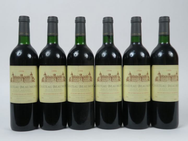 6 BOUTEILLES CHÂTEAU BEAUMONT CB HAUT MEDOC - 1996 - 3 BG