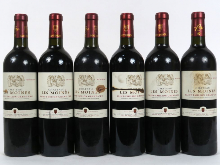 6 BOUTEILLES CHÂTEAU LES MOINES GC SAINT EMILION - 2003 - 2 ET/3 ETLT