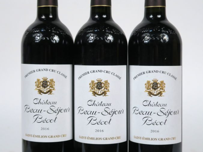 3 BOUTEILLES BEAU SEJOUR BECOT 1er GCC ST EMILION - 2016