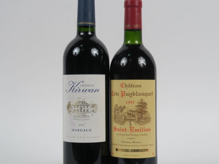 2 BOUTEILLES : 1 CHÂTEAU KIRWAN GCC MARGAUX 2010 - 1 CHÂTEAU CÔTE PUYB