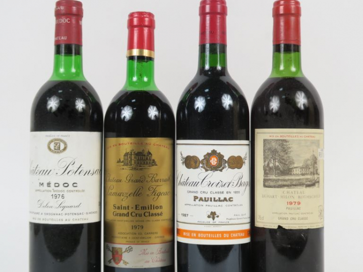 4 BOUTEILLES : 1 CHÂTEAU CROIZET BAGES GCC PAUILLAC - 1987 BG - 1 CHÂT