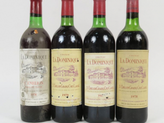 Vente aux enchères 4 BOUTEILLES CHÂTEAU LA DOMINIQUE GCC ST EMILION : 1 de 1974 BG - 1 de