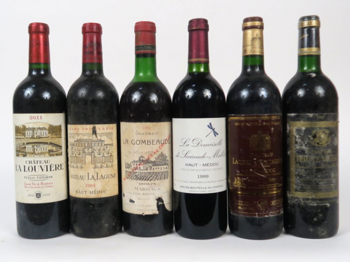 6 BOUTEILLES : 1 CHÂTEAU LA LOUVIERE GRAVES 2011 - 1 CHÂTEAU LA LAGUNE