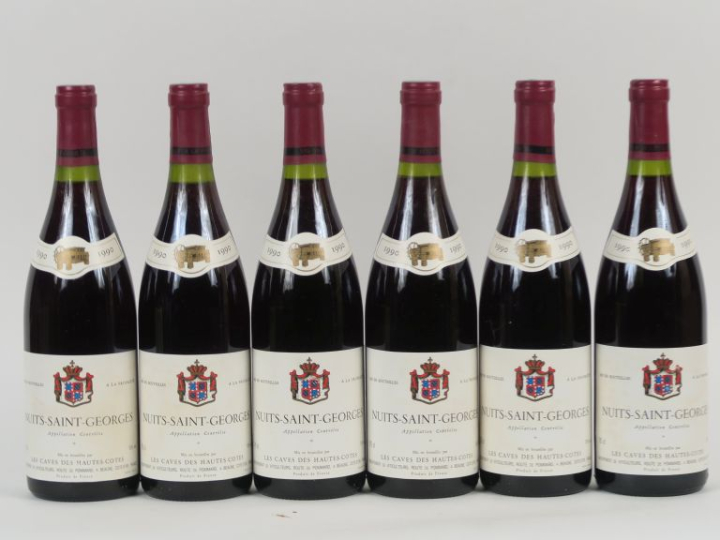 6 BOUTEILLES NUITS ST GEORGES LES CAVES DE HAUTES COTES - 1990