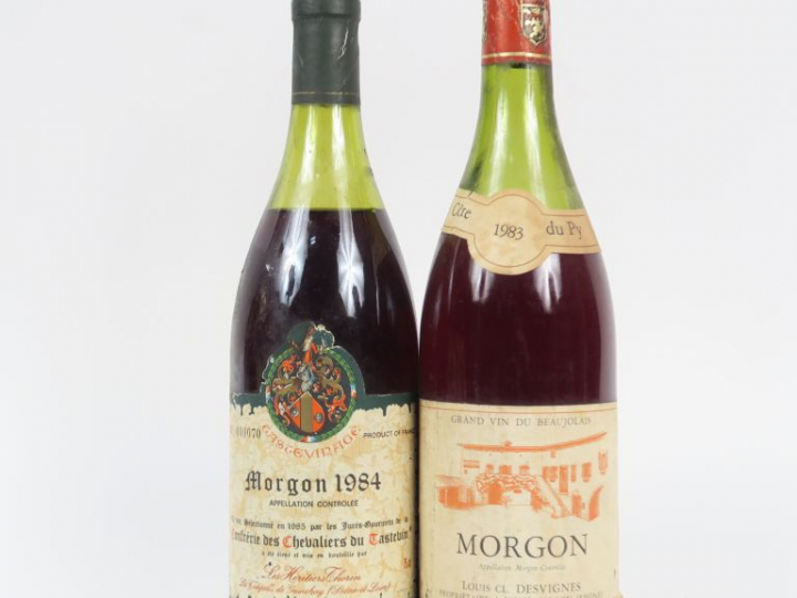 2 BOUTEILLES MORGON : 1 'CÔTE DU PY' LOUIS DESVIGNES 1983 6,5 CM - 1  
