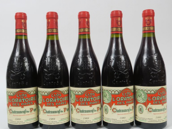 5 BOUTEILLES CHÂTEAUNEUF DU PAPE CLOS DE L'ORATOIRE - 1989