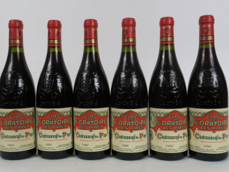 Vente aux enchères 6 BOUTEILLES CHÂTEAUNEUF DU PAPE CLOS DE L'ORATOIRE - 1989 