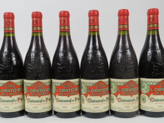 Vente aux enchères 6 BOUTEILLES CHÂTEAUNEUF DU PAPE CLOS DE L'ORATOIRE - 1989 
