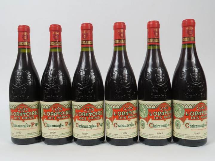 6 BOUTEILLES CHÂTEAUNEUF DU PAPE CLOS DE L'ORATOIRE - 1989 