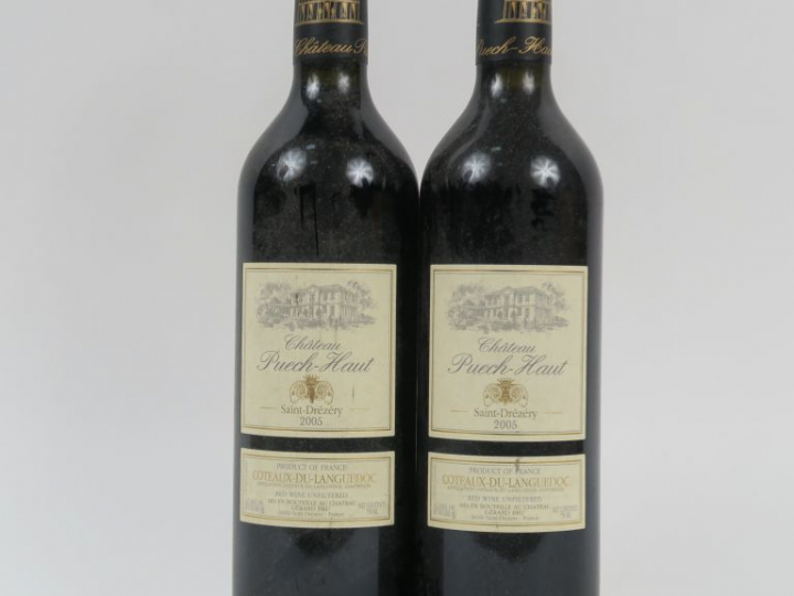 2 BOUTEILLES CHÂTEAU PUECH HAUT 'SAINT DREZERY' COTEAUX DU LANGUEDOC -