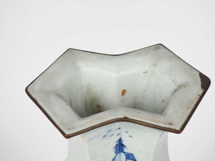 Chine pour le Vietnam, fin du XIXe siècle,  Double vase accolé  en por