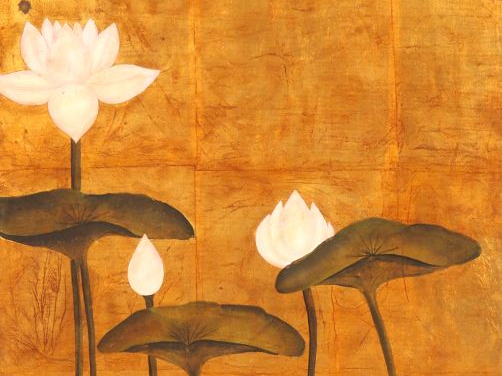 Sud-Est asiatique, XXe siècle, Panneau en laque représentant des fleur