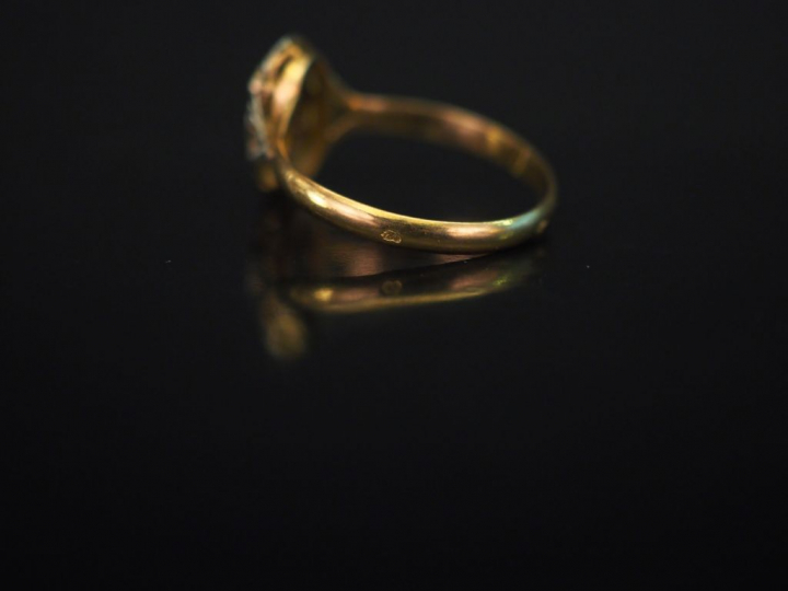 Ensemble comprenant :  - une bague en or jaune et or blanc, à décor aj