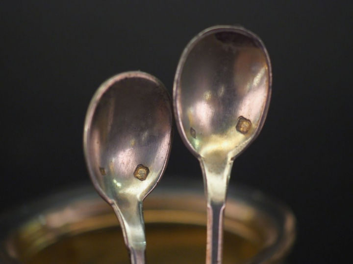 Paire de salerons de style Art déco en argent, poinçon Minerve, et leu