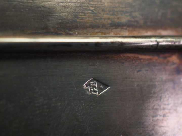 Porte-condiments de forme quandrangulaire en argent étranger et verre 