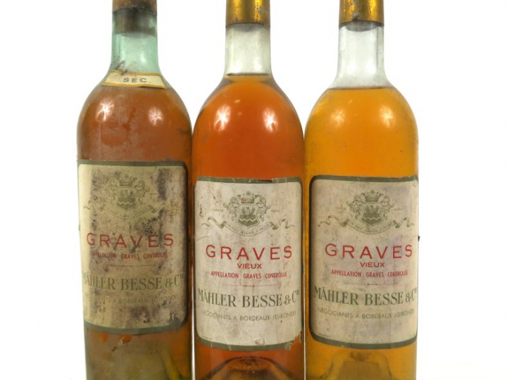 3 BOUTEILLES GRAVES VIEUX MÄHLER BESSE   CIE - 1 BG/2 HEP/ES/ETLA/BS