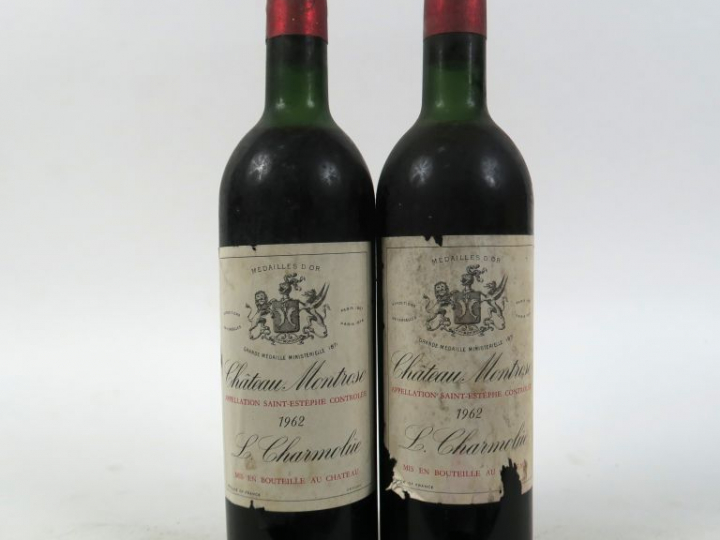 2 BOUTEILLES CHÂTEAU MONTROSE GCC ST ESTEPHE - 1962 - 2 HEP/ETLT/1 ELA