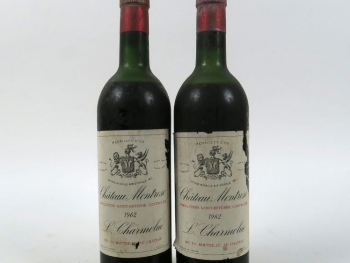 2 BOUTEILLES CHÂTEAU MONTROSE GCC ST ESTEPHE - 1962 - 2 MEP/ELS/ELA
