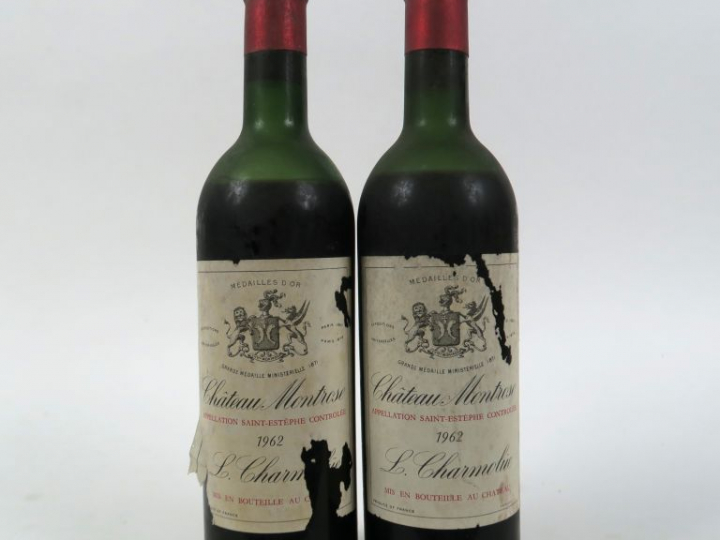 2 BOUTEILLES CHÂTEAU MONTROSE GCC ST ESTEPHE - 1962 - 2 BEP/ELS/ELA/EA