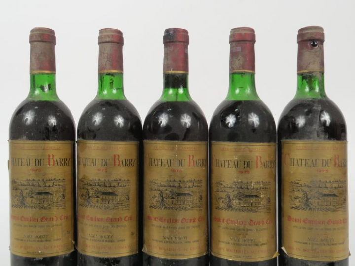 5 BOUTEILLES CHÂTEAU DU BARRY SAINT EMILION GC - 1975 - 3 LB/2 HEP