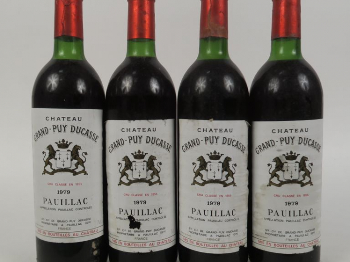 4 BOUTEILLES CHÂTEAU GRAND PUY DUCASSE PAUILLAC - 1979 - 1 BG/3 LB/ETL