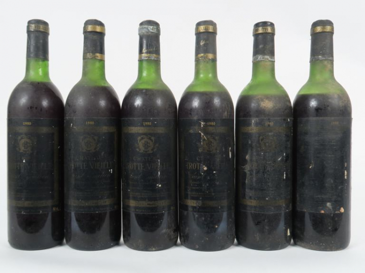 6 BOUTEILLES CHÂTEAU TROTTE VIEILLE 1er GCC SAINT EMILION - 1980 - 1 L