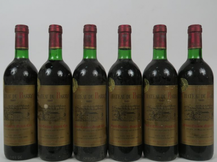 6 BOUTEILLES CHÂTEAU DU BARRY SAINT EMILION GC - 1981 - 5 BG