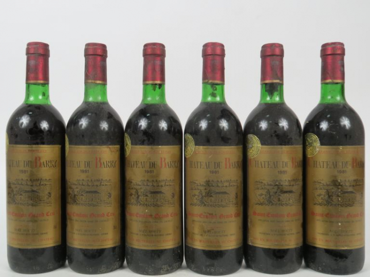 6 BOUTEILLES CHÂTEAU DU BARRY SAINT EMILION GC - 1981 - 5 BG/1 LB